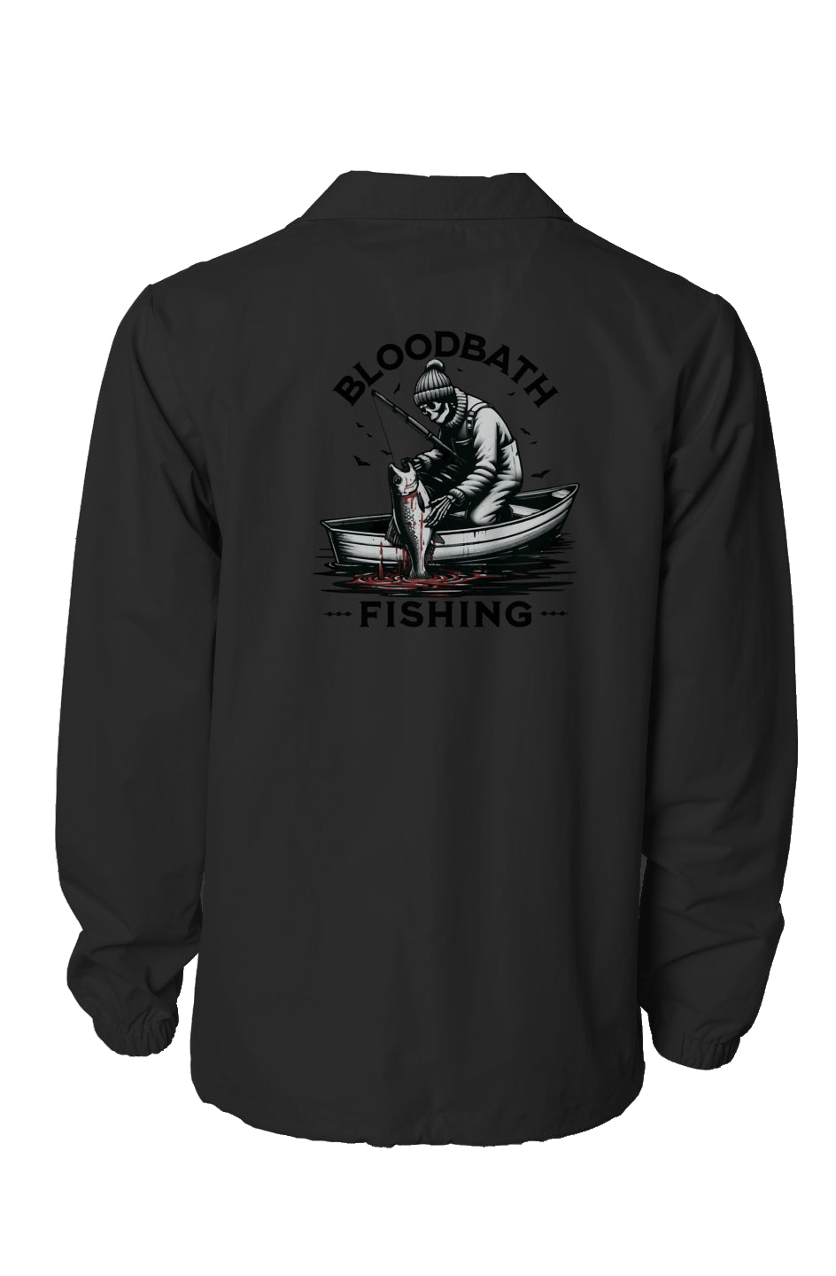 Bloodbath Fishing Logo Windbreaker Coaches Jacket (Black)